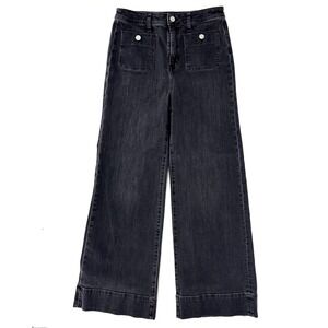 J. CREW Sailor Denim Trouser 1996 Semi-Stretch Faded Black Nautical 90's Size 28